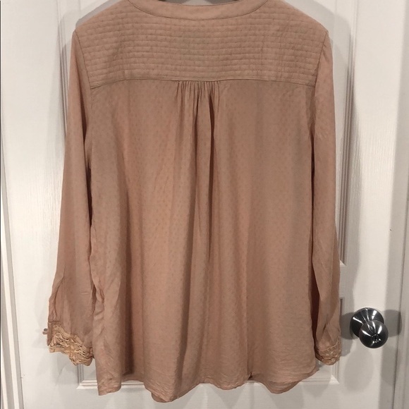 Salmon pink, long sleeved, button-down blouse - Picture 2 of 8